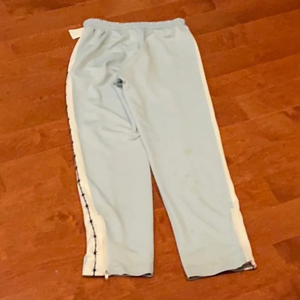 Palm Angels mens Sky Blue Joggers with White Stripes